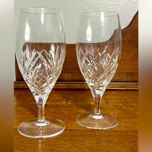 Crystal Royal Doulton Juliette-Gold Iced Tea Goblet / wine Glass- pair